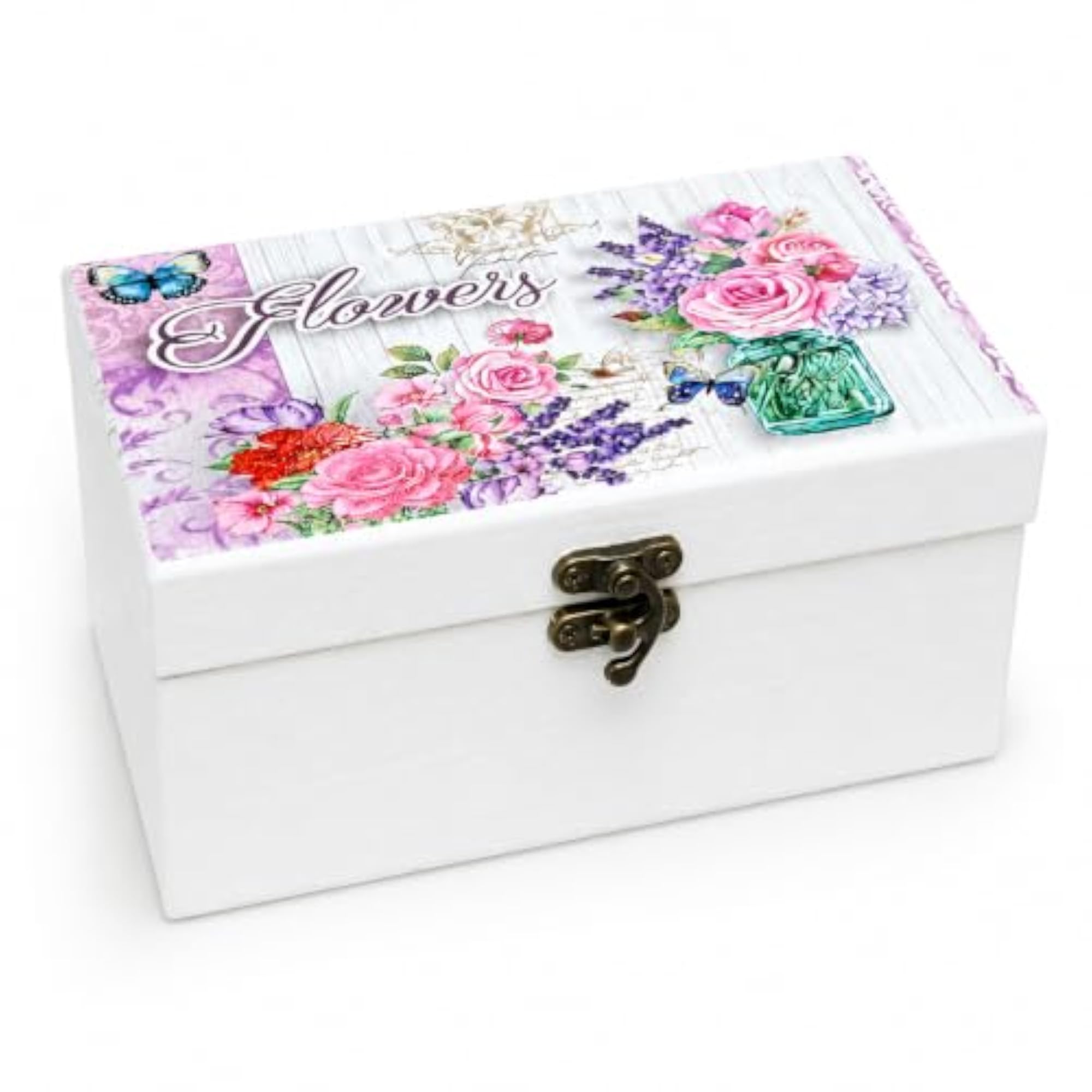 Wooden Jewelry Box with Mirror & Lock for Women
