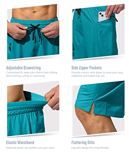 Image of Men's Swim Trunks Quick Dry Board Shorts with Zipper Pockets Beach Shorts Bathing Suits for Men - No Mesh Liner