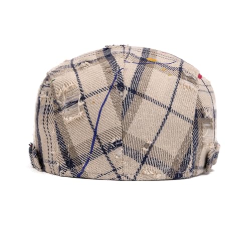 Image of Quanhaigou Unisex Denim Newsboy Hats Flat Ivy Gatsby Cabbie Driving Berets Hat Cotton Dad Cap for Men Women