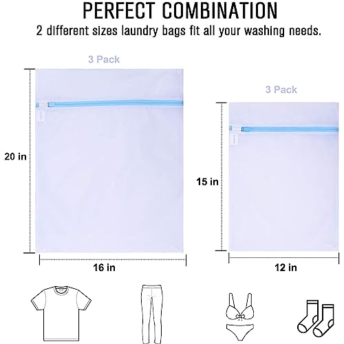 PrettyCare Mesh Laundry Bags for Delicates with Premium Zipper（3 Large & 3 Medium）Garment Clothing Washing Bags for Lingerie, Socks, Blouse, Bra,Travel Storage Organize Laundry Net Bag view 3