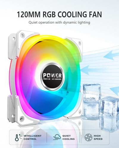 POINWER 850W PSU – Fully Modular 850 Watt Power Supply, 80 Plus Gold, Silent RGB Fan, 105°C Capacitors, High Efficiency for Gaming & Workstations - White - Thumbnail 3