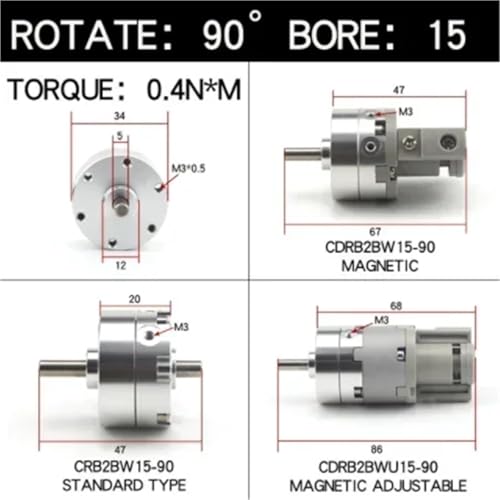 Vérin pivotant rotatif oscillant CRB2BW15-180S à angle réglable - 3