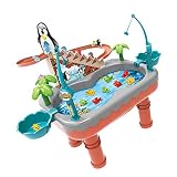 TOYANDONA Juego de Juguetes de Piscina de Pesca Magnética para Niños Pingüino Juguete para Subir Escaleras Juguete Educativo para Niños Mesa Bañera...