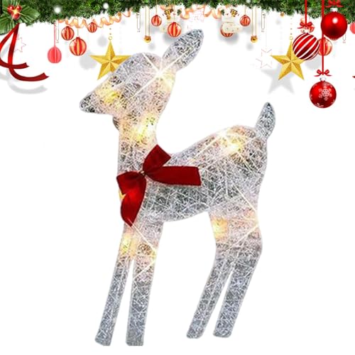 Decoração de quintal de cervos iluminados, cervos de Natal iluminados,Alce de ferro ao ar livre para