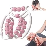 Rouleau de Massage en Plastique à 20 Roues pour Cellulite, Sculpture des Jambes et Cuisse - Outil de Massage (Rose)