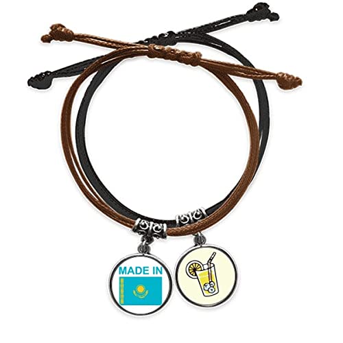 Bracelet pays Kazakhstan en corde et cuir pour afficher vos plus beaux souvenirs