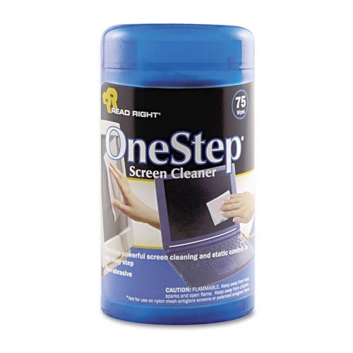 Read Right : OneStep CRT Screen Cleaner Wet Wipes, Cloth, 5-1/4 x 5-3/4, 75/Tub -:- Sold as 2 Packs of - 1 - / - Total of 2 Each