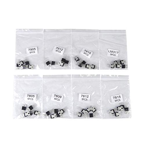 Kit 40 Pezzi Regolatori Di Tensione E Transistor - 8 Tipi (7805, 7812, 7905, LM317) Per Circuiti Elettronici Fai-da-Te