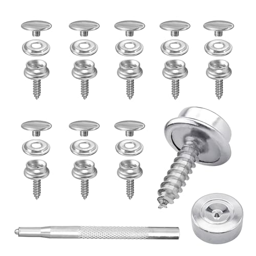 Kit de Pressions Inox 304, 62 Pièces, Boutons 15mm avec Outils d’Installation, Fixations Marines Résistantes à la Corrosion pour Bateau, Toile, Cuir, Bricolage, DIY