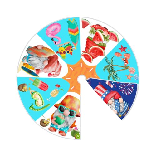 Sozize 15 Inch Mini Summer Tree Skirt 4th of July Patriotics Tree Skirt Double Sided Print Mat Independence Day Holiday Party Supplies Home Tabletop Christmas Tree Decoration