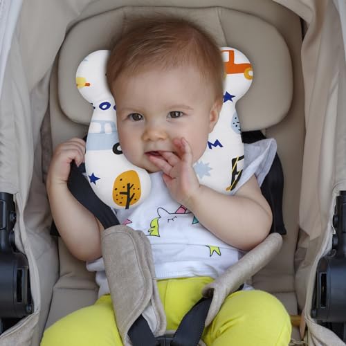 Image of Baby Travel Pillow, Infant Kid's Cushion Soft and Skin Friendly for Car Seat, Pushchair and Stroller (Style I)