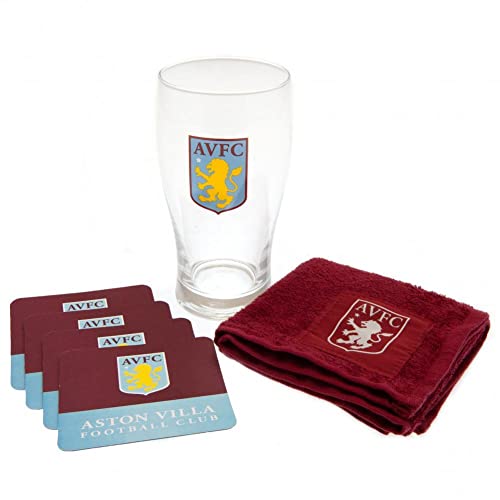 Aston Villa FC Wordmark Beer Glass Set (One Size) (Claret Red/Blu...