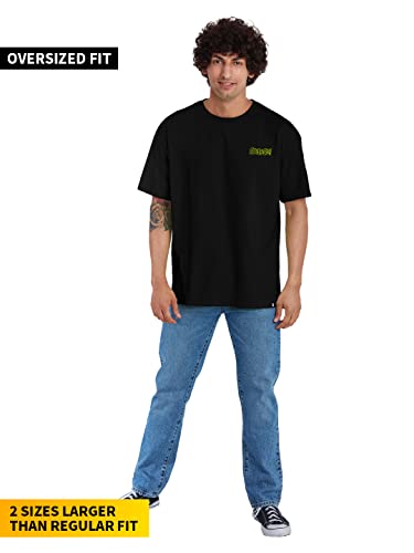 Image of The Souled Store Men Official Scooby Doo: Jeebiesville Black Printed Oversized T-Shirts