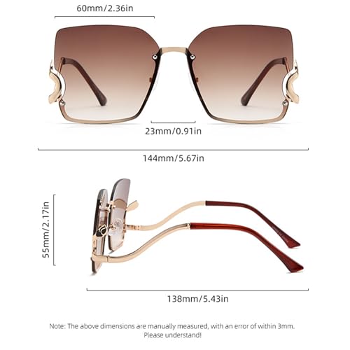 bullabulling Luxury Square Gradient Sunglasses for Women Metal Frame Oversized Big Lens Swan Down Temple4