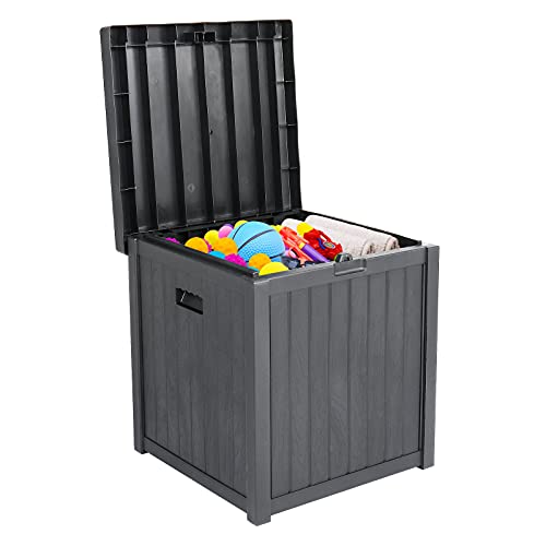 Kcelarec 51 Gallon Plastic Deck Box For Patio Furniture, Pool Accessories, Lockable Storage Box For Outdoor Toys (Grey) #TOP21