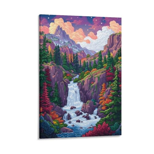 Tableau Impression Sur Toile Montagnes Cascades Pour Mur Vide