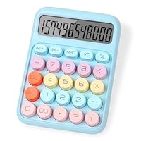 lohey Calculator, 12 Digit Cute Desk Calculator with LCD Display and Big Round Buttons, Kids Calculators Large for Office Home School Business (Blue)