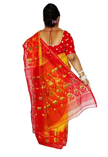 Mayabi yellow jamdani silk saree – image 2