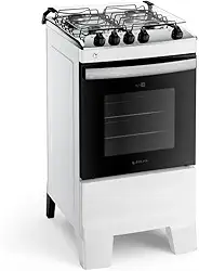 Fogão 4 Bocas Branco com Mesa Inox Atlas Agile Up Bivolt