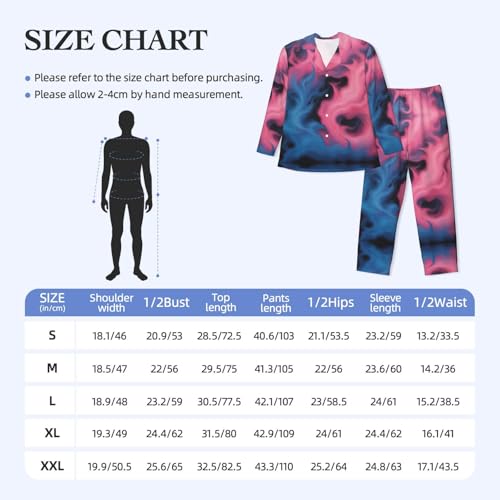 Pyjama homme manches longues imprimé bleu rose nuit ample