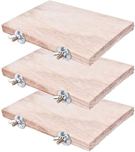 Diyiming 3 Pcs Pet Parrot Bird Cage Perches Square Wooden Stand Platform Budgie Toys Bird Tree Perches for Parakeets