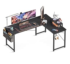 ODK l字デスク パソコンデスク ゲーミングデスク L字型 幅146cm×奥行120cm pcデスク デスク 机 収納袋付き コーナーデスク オフィスデスク 在宅勤務 書斎 組立簡単 ブラック