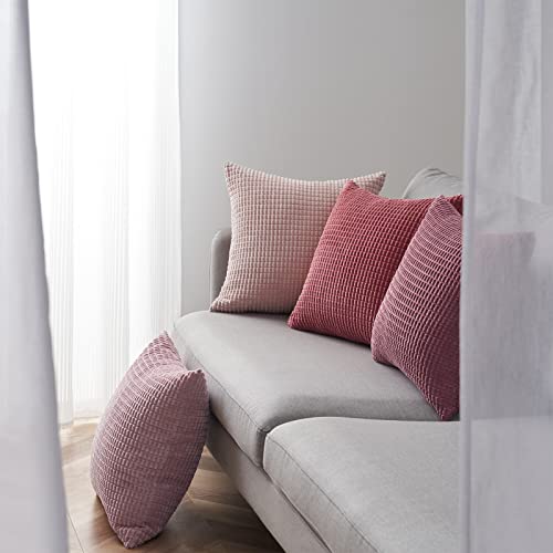 Topfinel KD177PINK1818-4 Aesthetic Pink Room Decor Throw Pillows Covers For Couch Living Room Bedroom, Coquette Room Decorative Fluffy Corduroy Cushion Cover 18X18 Inch Set Of 4  thumb #5