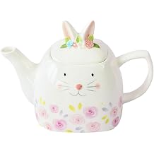 LABRIMP Ceramic Rabbit Teapot for Home Creative Teaware Heat-Resistant Design for Tea Lovers Embossed Milk Pot Style for Morning Coffee Tea Rituals