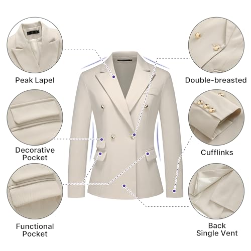 Women's Suiting Pants Suits for Women Dressy Double-Breasted Blazer Business Casual Outfits2