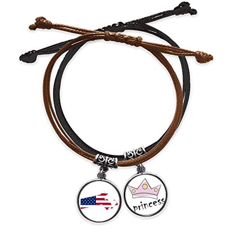 Pulsera de cuero de Massachusetts con bandera americana de estrellas