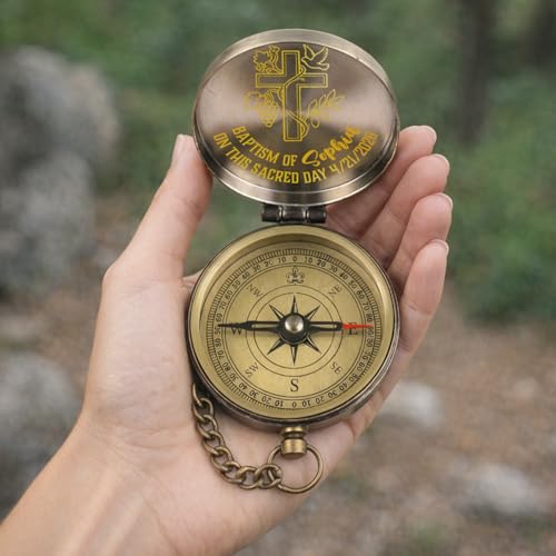Brújula personalizada de latón 2 pulgadas grabada miniatura 6