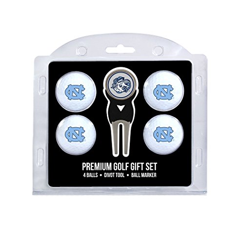 Team Golf Ncaa North Carolina Tar Heels 4 Golf Ball And Divot Tool Set Regulation Size Golf Balls (4 Count) & Divot Tool With Removable Double-Sided Magnetic Marker #TOP18