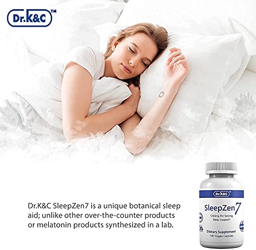 Dr.k&C Sleepzen7 Sleep Supplement – All Natural Botanical Plant Sourced 1200 Mg 100 Veggie Capsules Sleeping Support Organic Tart Cherry Valerian Root Extract No Filler Non Gmo #TOP5