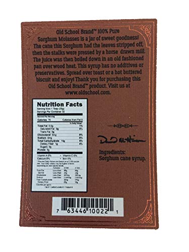 Old School Brand 100% Pure Sorghum Molasses 22 ounces - No Additives or Preservatives - 100% Pure and Natural