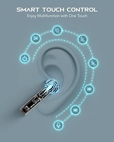 Black Shark Bluetooth Earbuds with 2 Mics Call Noise Canceling, Wireless Earbuds with 24H Playtime for Sport and Work, One-step Pairing & Smart Touch Control, IPX5 Waterproof, in-Ear Stereo