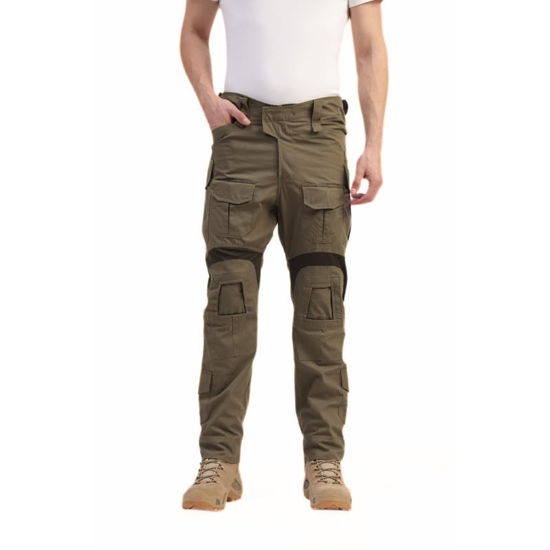 Men's Solid Adavanced Ripstop Tactical Cargo Pants | Water Repellant | Multi-Pocket | UV Protective | Abrasion-Resistant | Ideal for Outdoor, Hiking & Trekking
