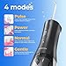 Operan Munddusche Kabellos Tragbar Elektrische, 300ML Oral Irrigator Munddusche Testsieger, Water Flosser für Zähne, Zahnfleisch und Zahnpflege, Black,1 Pack + 4 Düseni