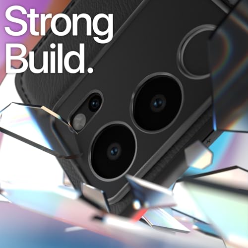 Image of Pikkme Vivo V29 / V29 Pro 5G Back Cover | Flexible Pu Leather | Full Camera Protection | Raised Edges | Super Soft-Touch | Bumper Case for Vivo V29 / V29 Pro 5G (Black)