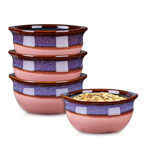 Selamica Ceramic 12 Oz French Onion Soup Crocks, Small French Onion Soup Bowls For Appetizer Cheese Stews Chili Casserole, Microwave Oven Safe, Christmas Gift, Set Of 4, Pink #TOP28