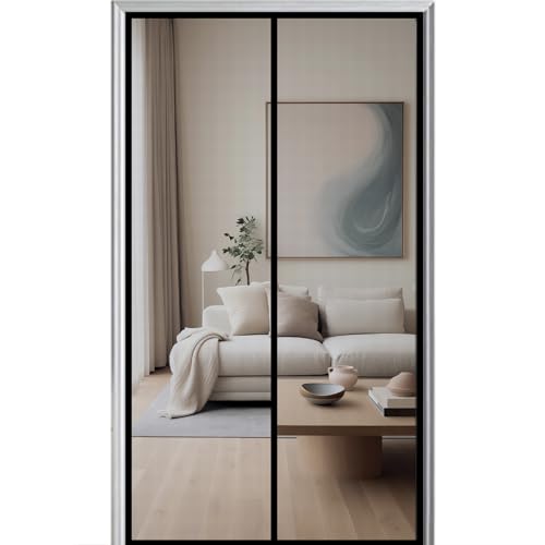 Cortina Mosquitera Magnética para Puertas 140x225cm Cortina Antimoscas de Malla Antimosquitos Mosquiteras Magnética Cierre Magnético Automático Negro