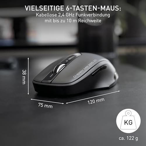 CHERRY MW 2310 2.0, Kabellose Optische Maus, Beidhändig Nutzbar, Schwarz – Ansicht 2