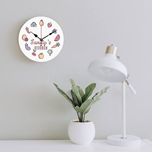 Gokays Custom Kitchen Clock, Personalized Name Fruit Vegetable Wall Clock 10", Modern Wood Clocks Battery Operated Silent Non-Ticking, Customized Gift For Birthday Mother's Day #TOP2