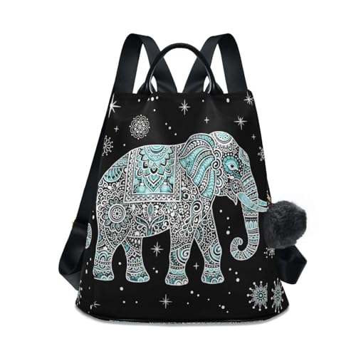 ZOEO Anti Theft Backpack Ethnic Elephant Mandala Boho Women Large Fashion Travel Shoulder Bag Purse Rucksack Lightweight