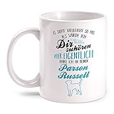 Fashionalarm Tasse – Ich denke an Meinen Parson Russell | Imprimé des deux côtés avec inscription et motif | Idée de cadeau pour propriétaire de chien de race chien, blanche, 330 ml