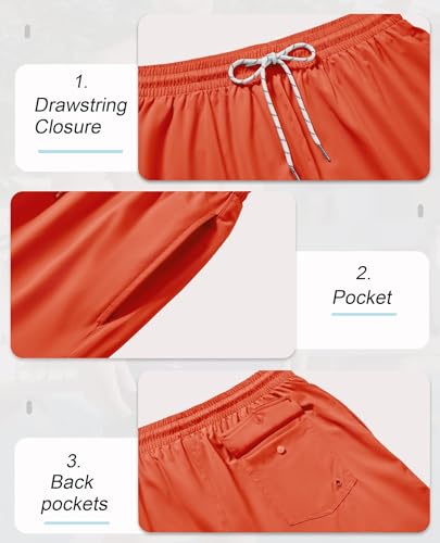 Image of Gleeease 5inch Mens Swim Trunks: 2 in 1 with Compression Liner Lined Soft Stretch Quick Dry Solid Pockets Drawstring Beach