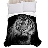 Stillshine. Cuadrado Mantas para Cama Franela 3D Animal Tigre Impresión Negro Blanco Manta de Sherpa Niño Adulto Sofá TV-Manta Cámping Picnic (Color 2,130 × 150 cm)