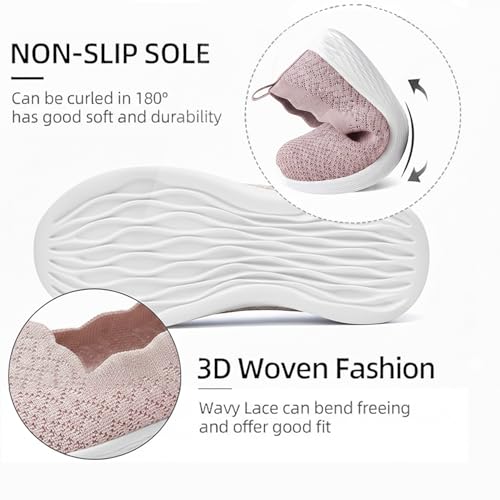 Image of Puxowe Women's Slip-On Walking Shoes | Lightweight Knit Sneakers with Memory Foam Insole, Breathable & Wide Fit Available for Daily Walking, Casual & Travel