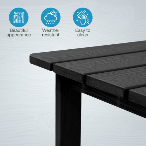 Embrange Polystyrene Adirondack Outdoor Side Table, Weather Resistant, Black #TOP5