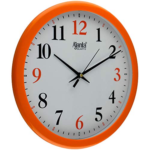 Image of Ajanta Plastic Fancy Round Step Movement Wall Clock (Orange, 26 cm x 26 cm)
