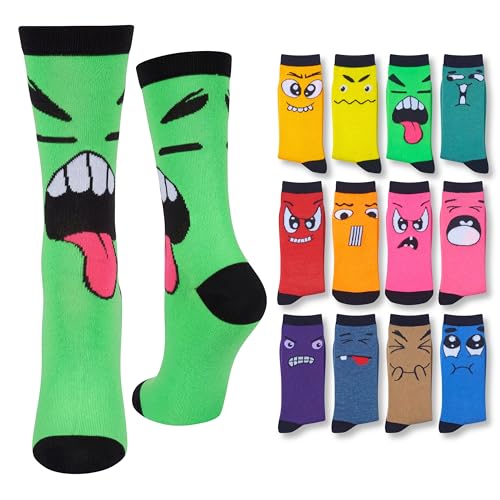 Image of Tipi Toe Women's Fun Patterned Dress Socks, 12-Pack Lightweight Colorful Crew Socks, Casual Novelty Assorted Designs